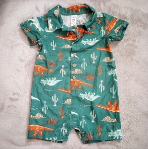 Boys Carter's Dinosaur Theme Shortall Romper 12 Mos